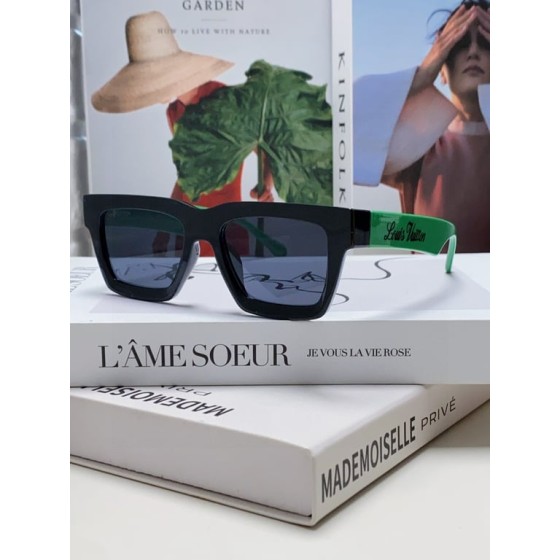 LV Two-Tone Rectangle Sunglasses (Black/Green)
